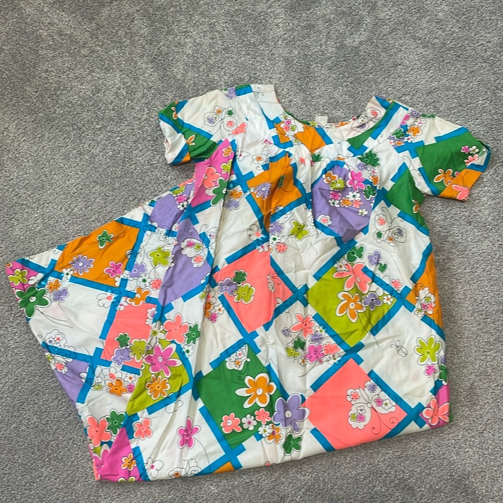 Vintage Sears Colorful Flower Power House Dress